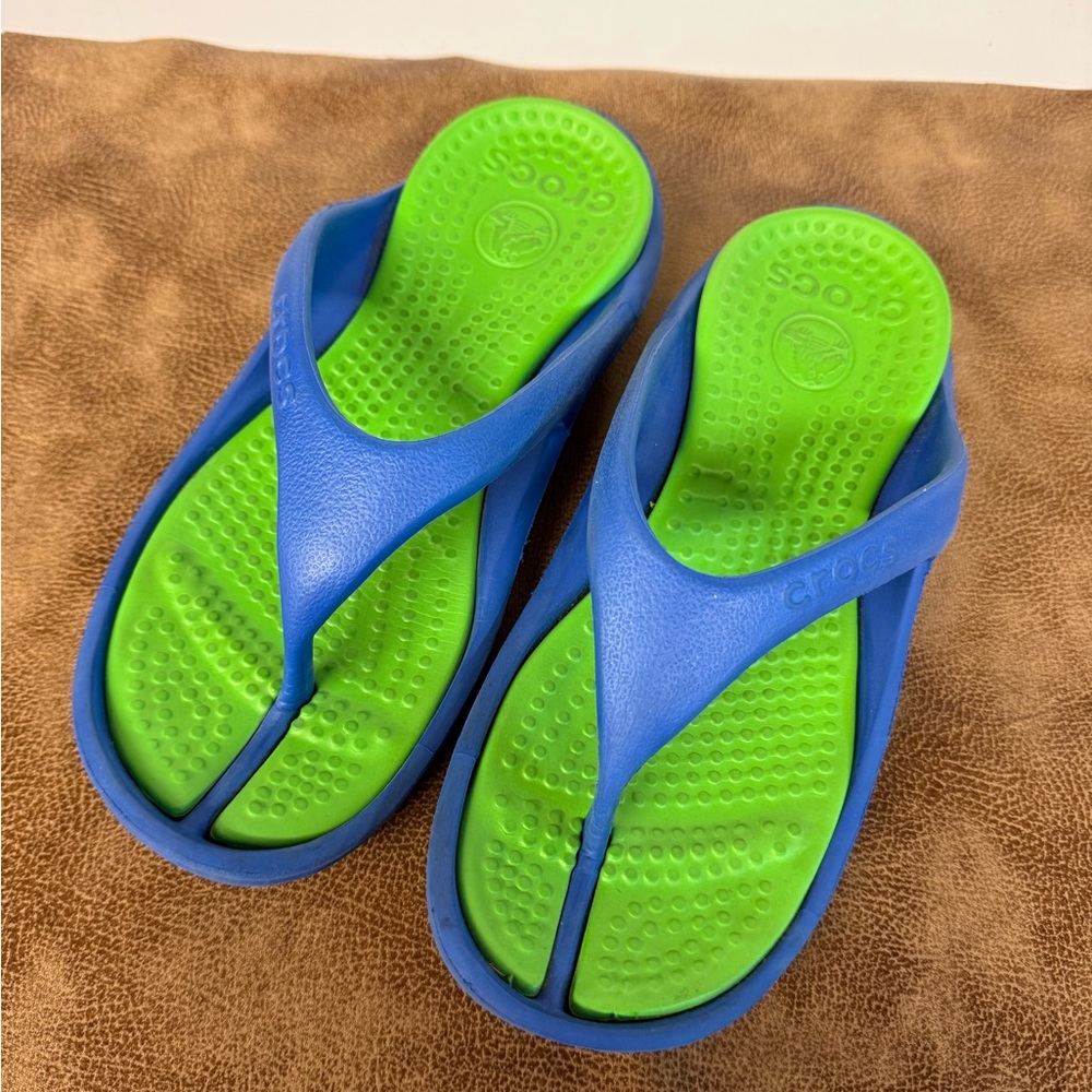 Crocs Blue and Green Athens Flip Flops